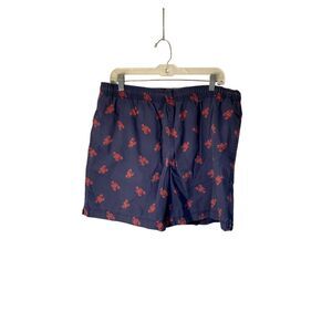 Ralph Lauren men’s lobster print, navy blue swim trunks large
